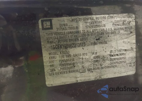 2008 Chevrolet Silverado Lt1 z USA, uszkodzony, nr VIN 1GCEK19098Z213173